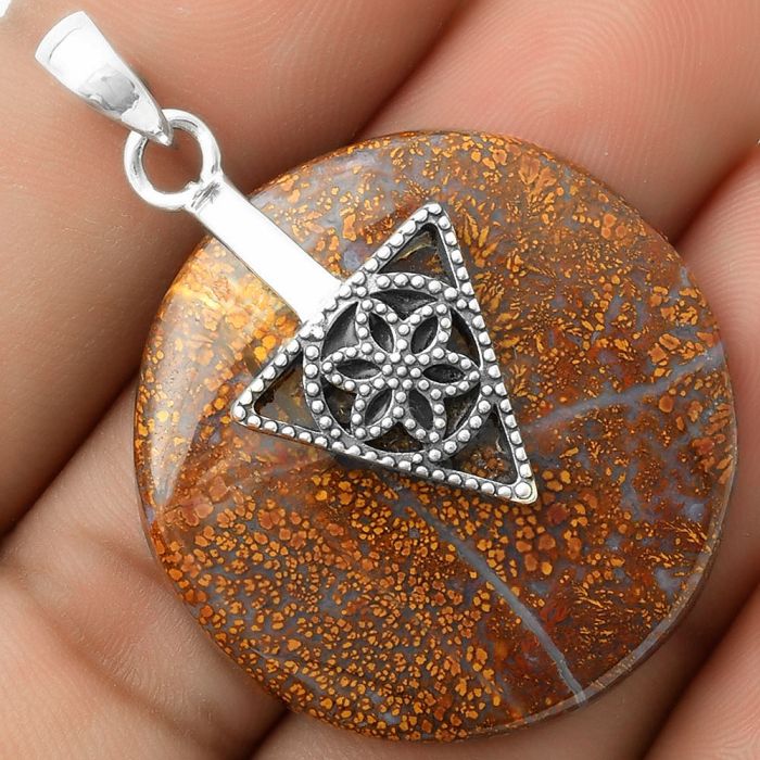 Artisan - Natural Red Moss Agate Pendant SDP118582 P-1659, 32x32 mm