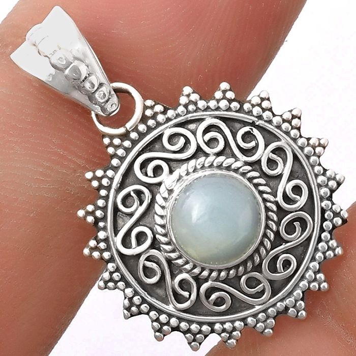 Filigree - Natural Blue Chalcedony Pendant SDP118665 P-1214, 7x7 mm