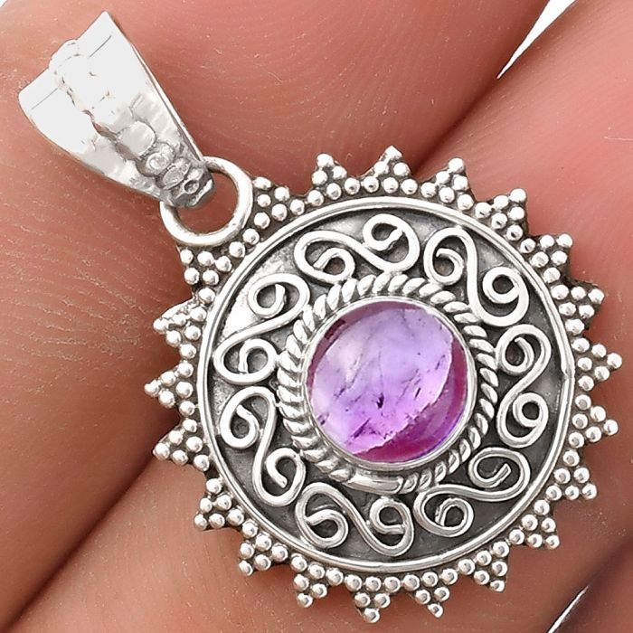 Filigree - Amethyst Cab - Brazil Pendant SDP118669 P-1214, 6x6 mm