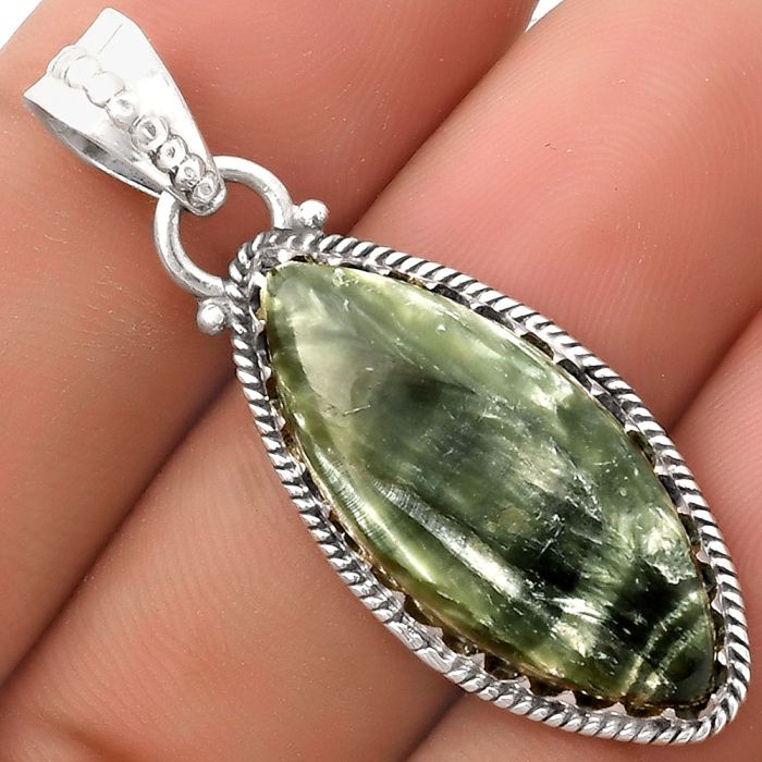 Natural Russian Seraphinite Pendant SDP118720 P-1515, 13x28 mm