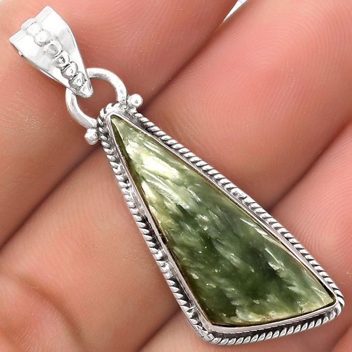 Natural Russian Seraphinite Pendant SDP118729 P-1056, 11x29 mm