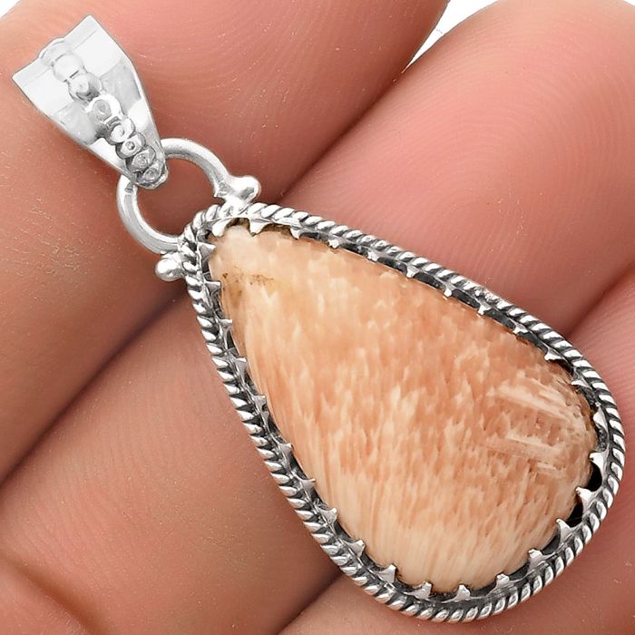 Natural Orange Scolecite - India Pendant SDP118738 P-1515, 15x25 mm