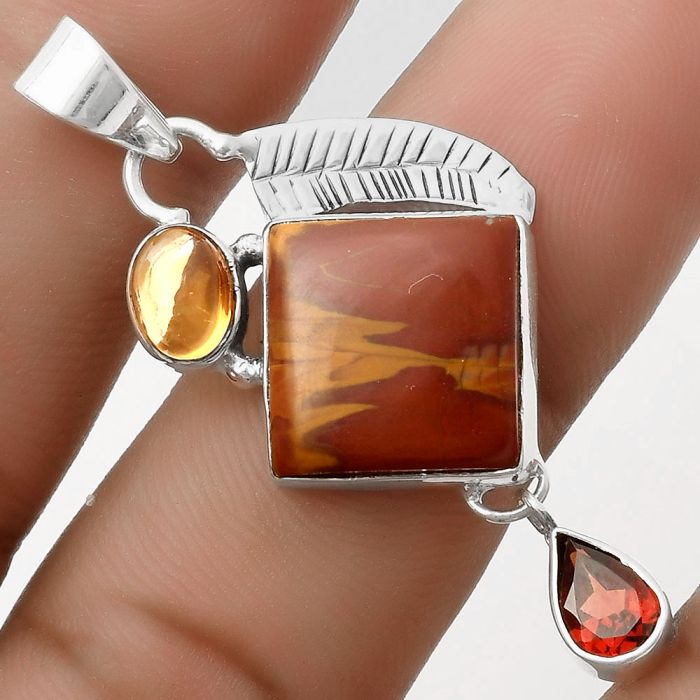 Noreena Jasper, Citrine & Garnet Pendant SDP118744 P-1414, 14x14 mm