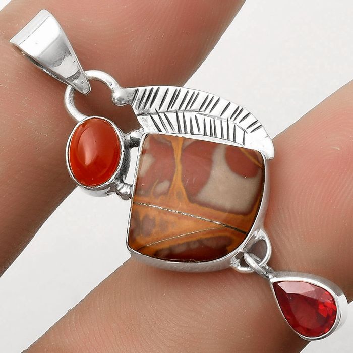 Noreena Jasper, Carnelian & Garnet Pendant SDP118752 P-1414, 15x16 mm