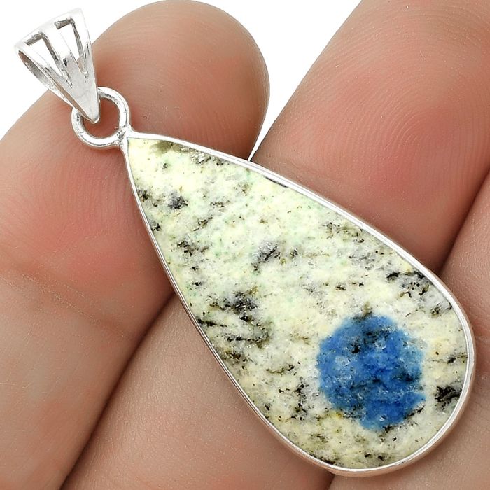 Natural K2 Blue - Azurite In Quartz Pendant SDP118947 P-1001, 15x31 mm