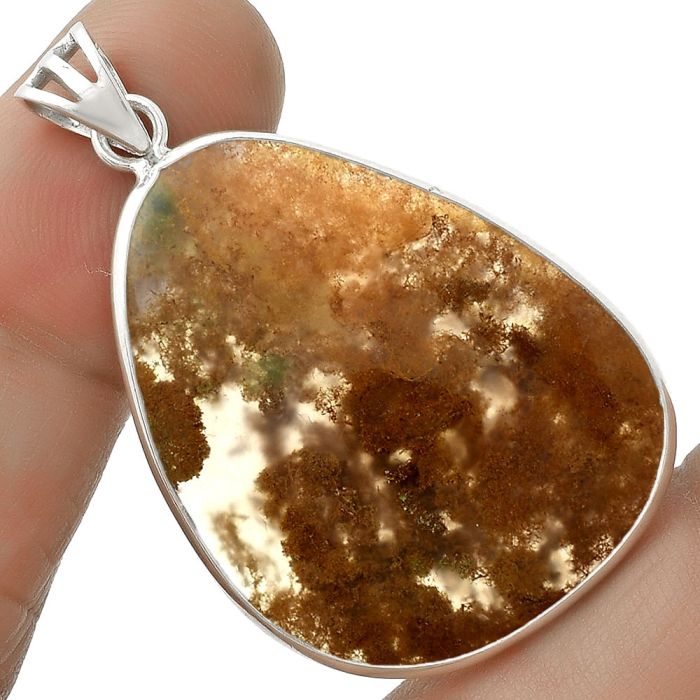 Natural Texas Moss Agate Pendant SDP118983 P-1001, 26x34 mm