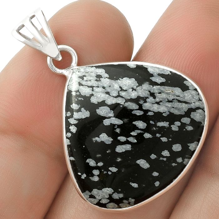 Natural Snow Flake Obsidian Pendant SDP119032 P-1001, 22x23 mm