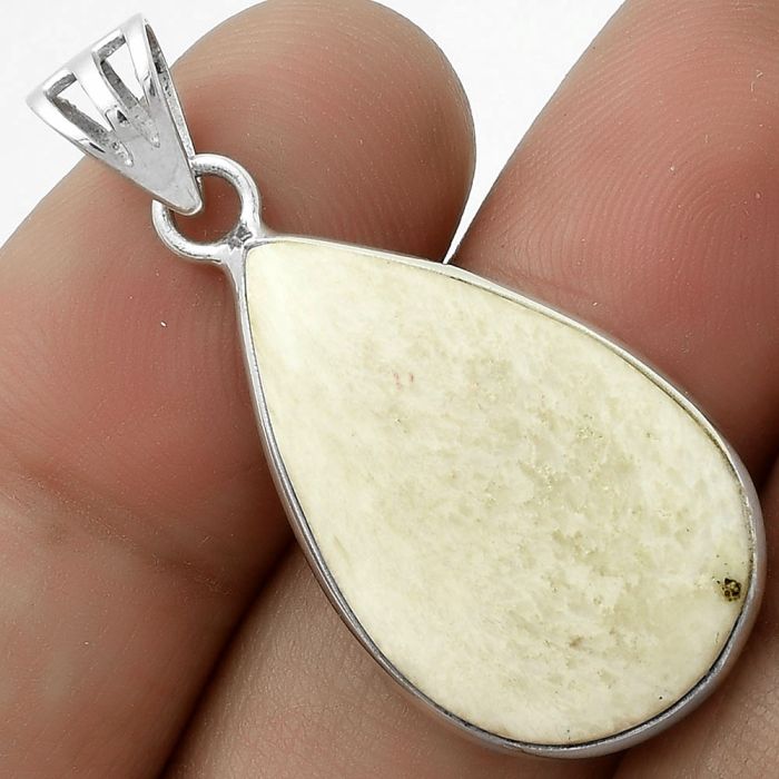 Natural White Scolecite Pendant SDP119118 P-1001, 16x25 mm