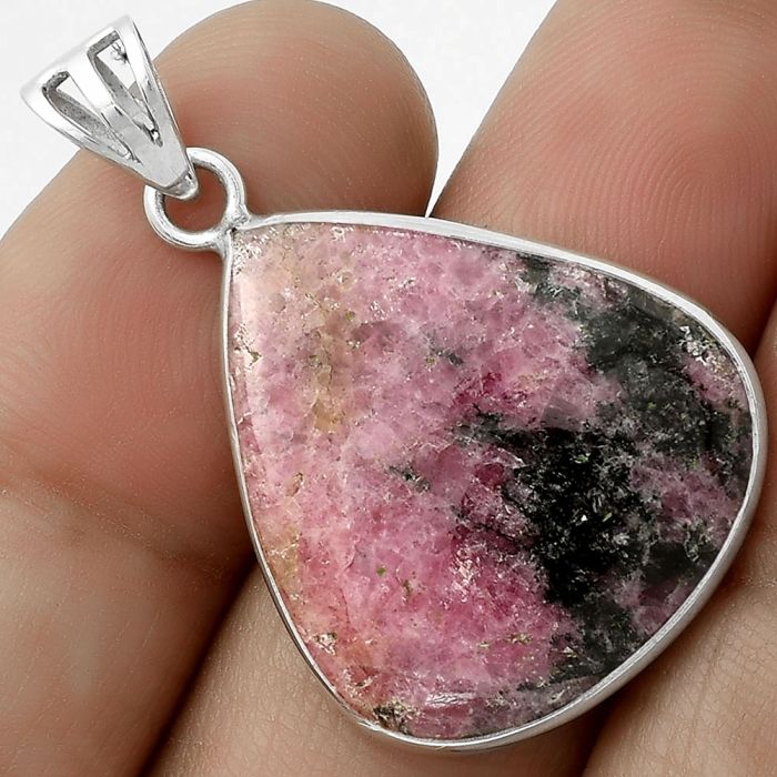 Natural Rhodonite Pendant SDP119122 P-1001, 22x25 mm