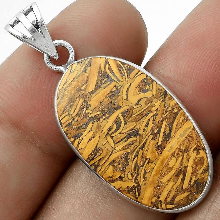 Natural Coquina Fossil Jasper - India Pendant SDP119136 P-1001, 15x26 mm