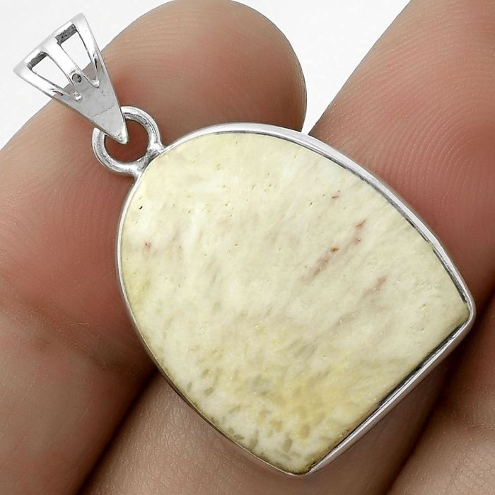 Natural White Scolecite Pendant SDP119148 P-1001, 18x21 mm