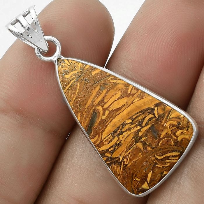 Natural Coquina Fossil Jasper - India Pendant SDP119203 P-1001, 16x27 mm