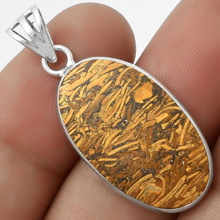 Natural Coquina Fossil Jasper - India Pendant SDP119295 P-1001, 14x25 mm