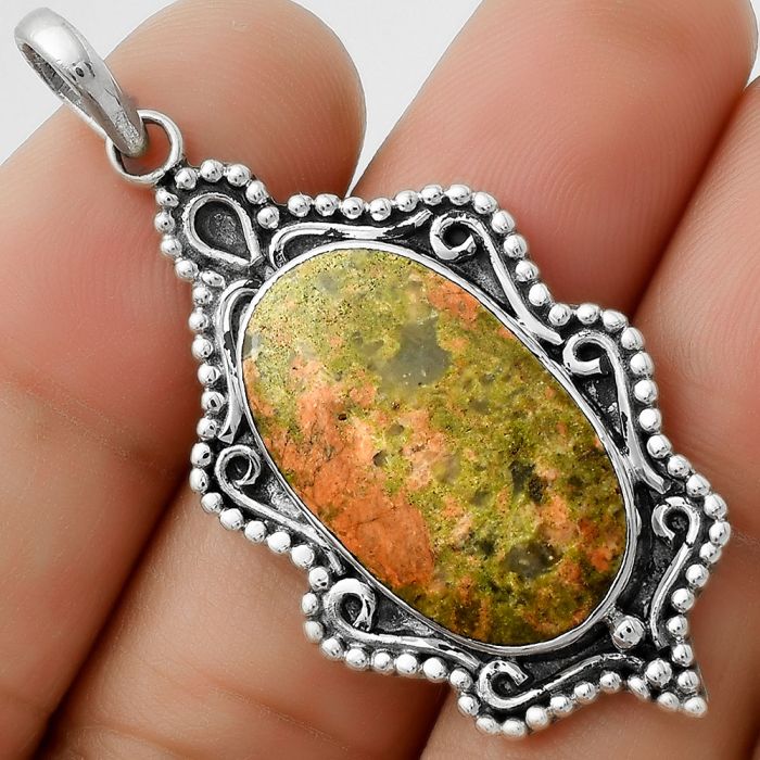 Natural Unakite Pendant SDP119384, 14x23 mm