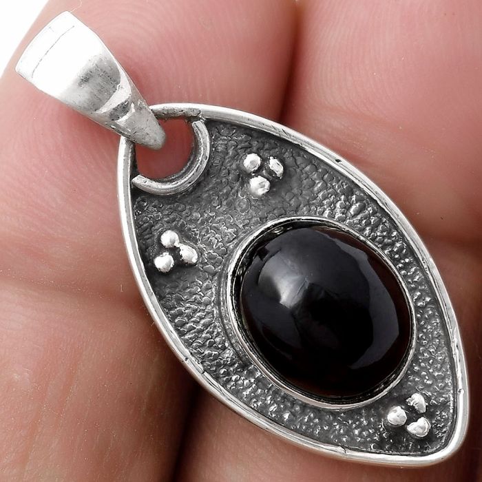 Natural Black Onyx - Brazil Pendant SDP119394 P-1524, 9x11 mm