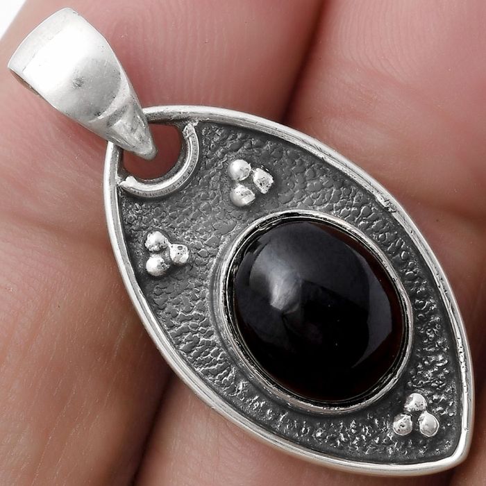 Natural Black Onyx - Brazil Pendant SDP119411 P-1524, 9x11 mm