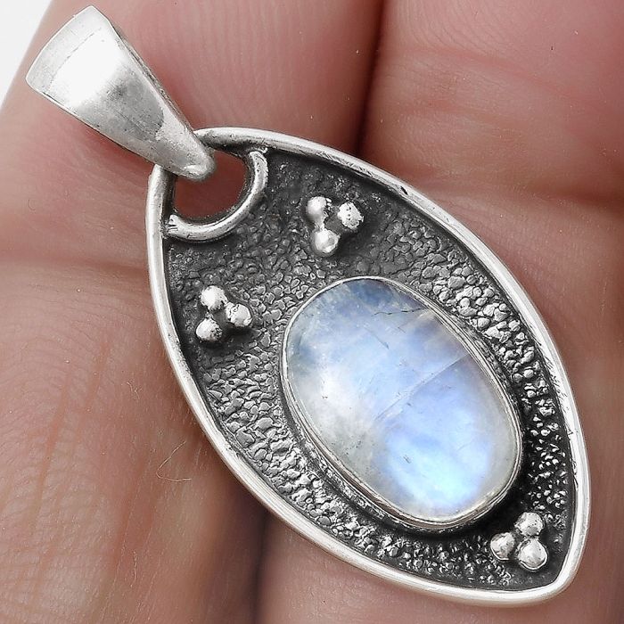 Natural Rainbow Moonstone - India Pendant SDP119432 P-1524, 8x12 mm