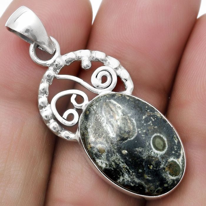 Natural Star Galaxy Jasper Pendant SDP119433 P-1687, 14x19 mm