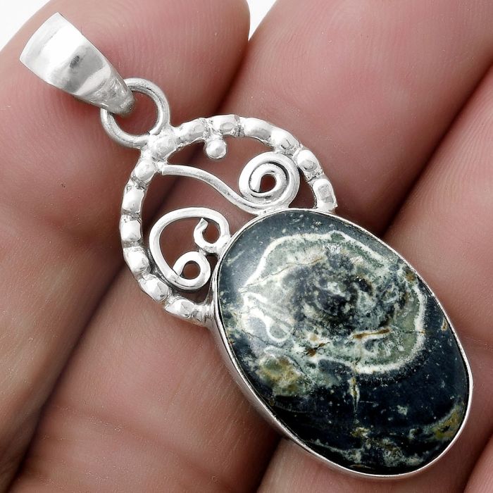 Natural Star Galaxy Jasper Pendant SDP119477 P-1687, 15x22 mm