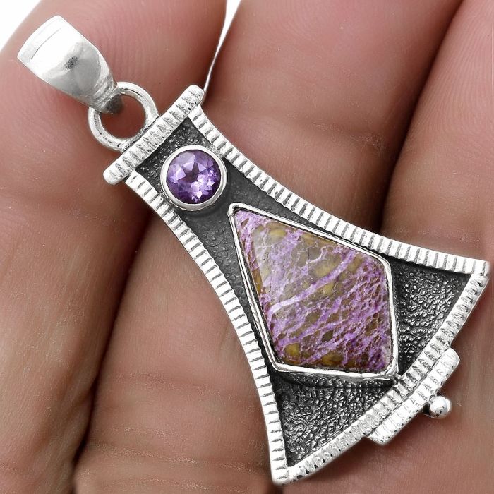 Purpurite - South Africa & Amethyst Pendant SDP119489 P-1450, 10x16 mm