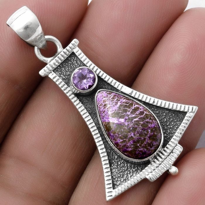 Purpurite - South Africa & Amethyst Pendant SDP119496 P-1450, 9x15 mm