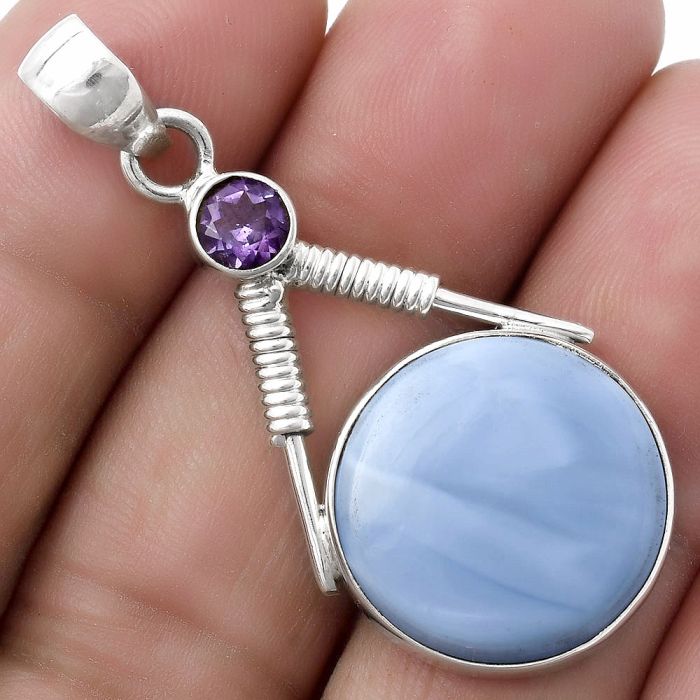 Natural Owyhee Opal & Amethyst Pendant SDP119564 P-1600, 18x18 mm