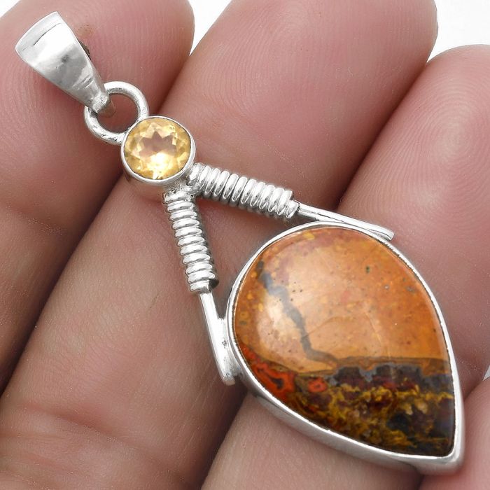 Rare Cady Mountain Agate & Citrine Pendant SDP119574 P-1600, 15x21 mm