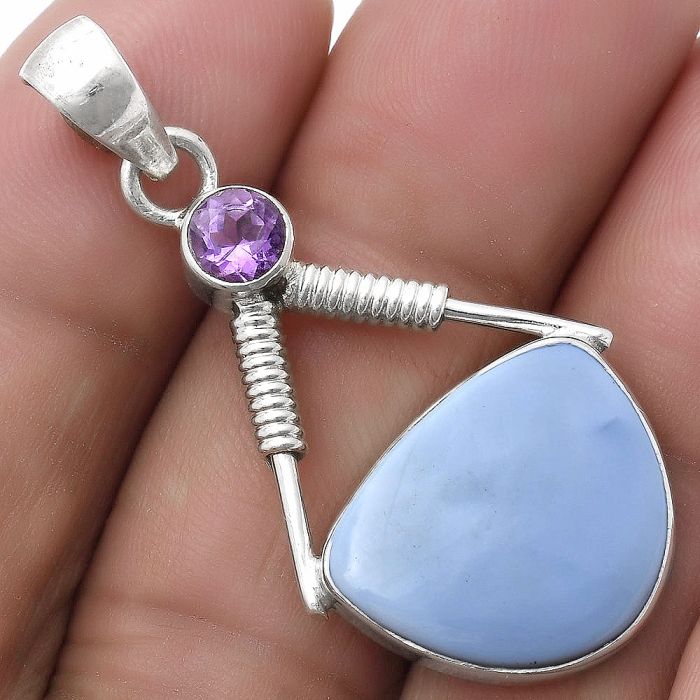 Natural Owyhee Opal & Amethyst Pendant SDP119575 P-1600, 14x17 mm