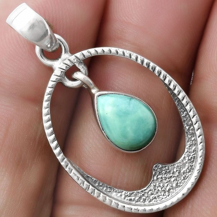 Natural Turquoise Magnesite Pendant SDP119589 P-1629, 7x10 mm