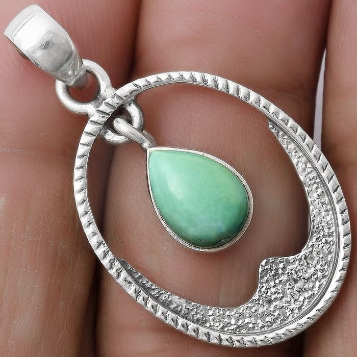 Natural Turquoise Magnesite Pendant SDP119599 P-1629, 7x10 mm