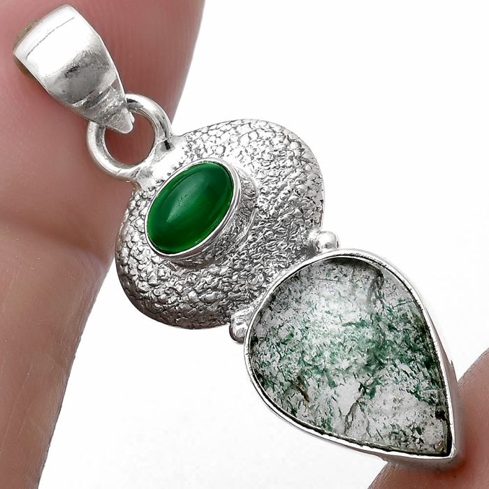 Natural Green Aventurine & Green Onyx Pendant SDP119680 P-1676, 10x14 mm