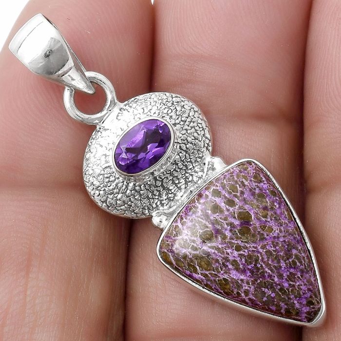 Purpurite - South Africa & Amethyst Pendant SDP119719 P-1676, 13x16 mm