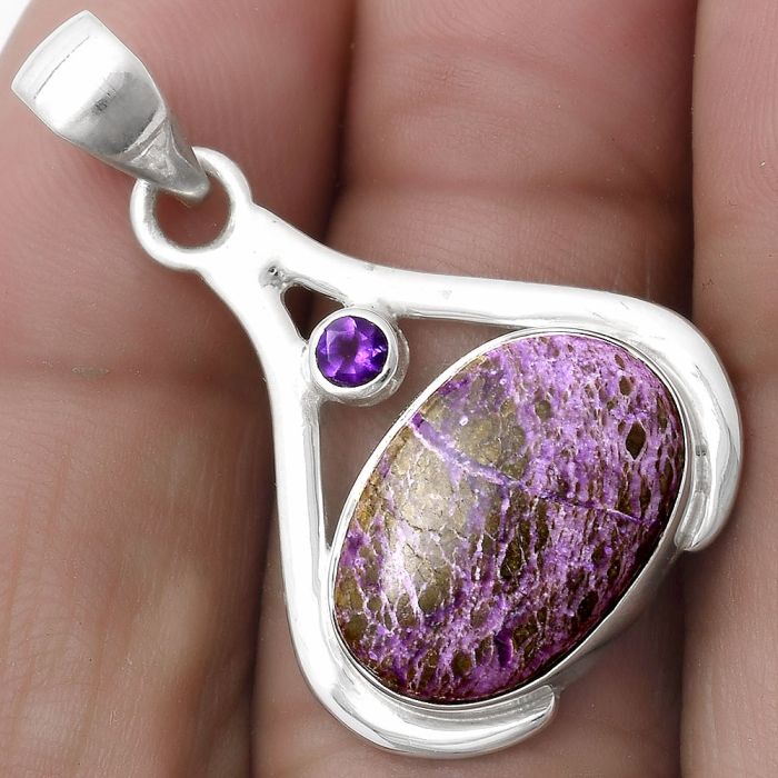 Purpurite - South Africa & Amethyst Pendant SDP119818 P-1057, 11x16 mm