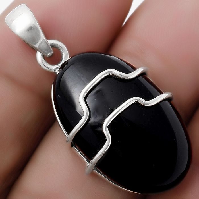 Natural Black Onyx - Brazil Pendant SDP119946 P-1638, 15x25 mm