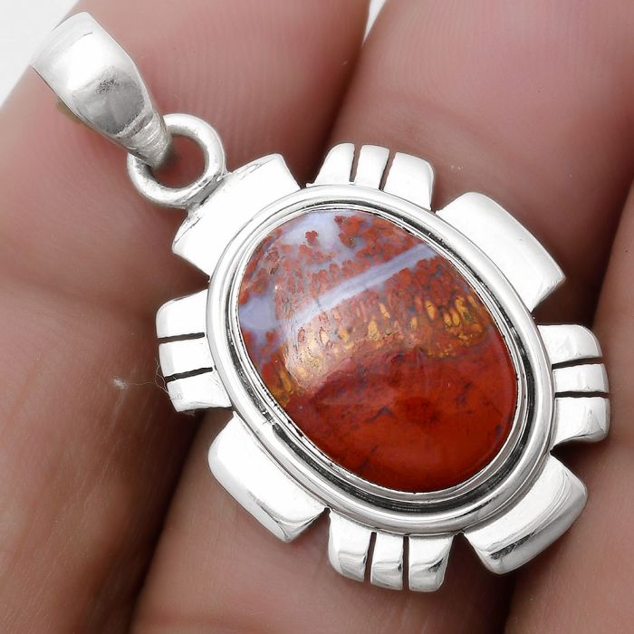 Natural Red Moss Agate Pendant SDP119963 P-1179, 11x16 mm