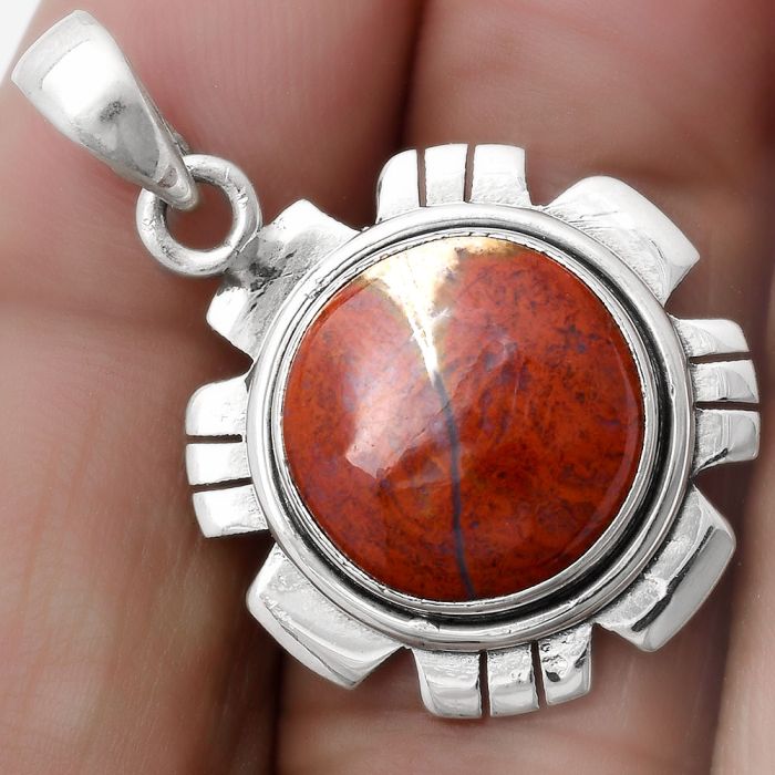 Natural Red Moss Agate Pendant SDP119967 P-1179, 14x14 mm