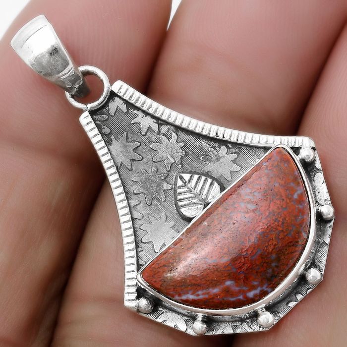 Natural Red Moss Agate Pendant SDP120021 P-1715, 11x19 mm
