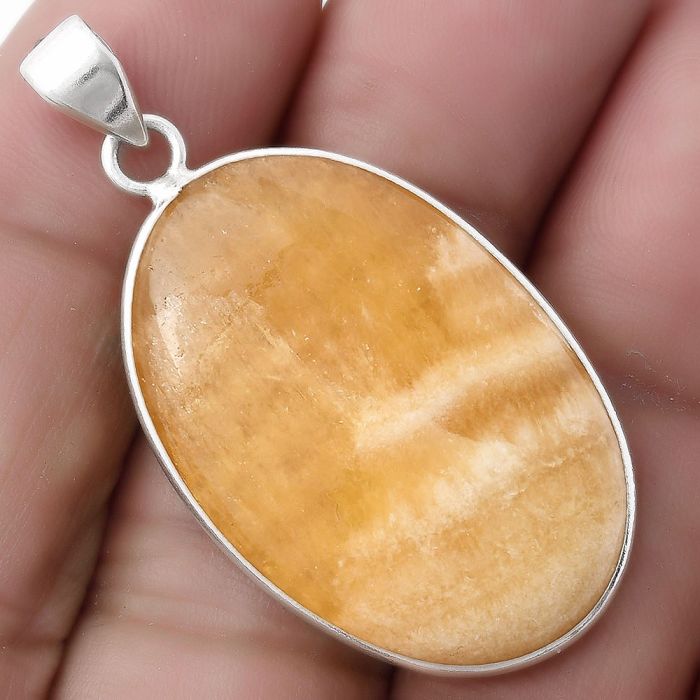 Natural Honey Aragonite Pendant SDP120188 P-1001, 21x32 mm