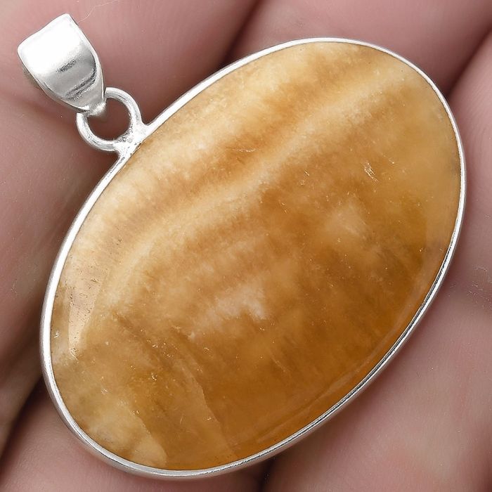 Natural Honey Aragonite Pendant SDP120189 P-1001, 22x35 mm