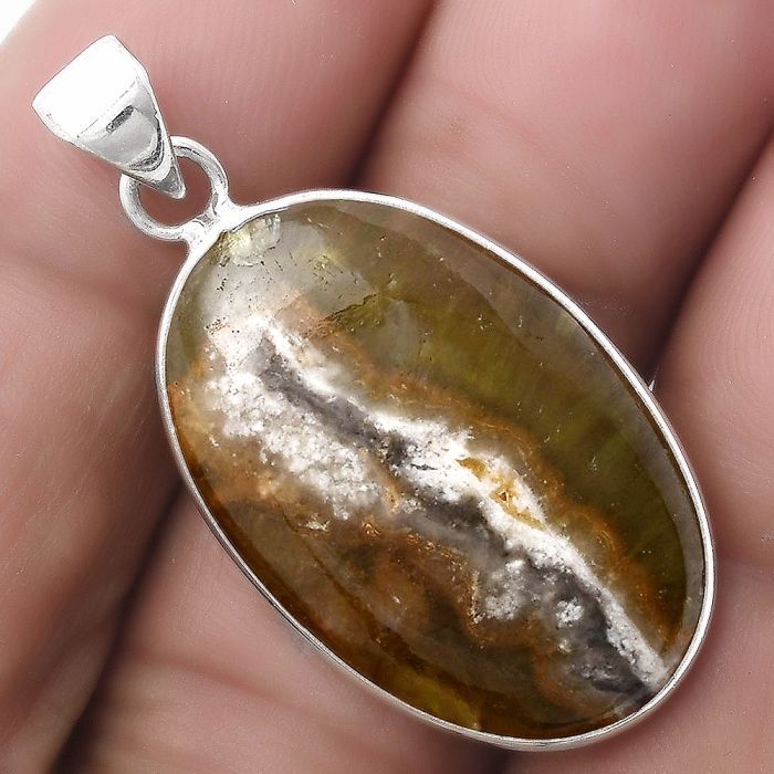 Natural Cloudy Prehnite Pendant SDP120200 P-1001, 17x27 mm