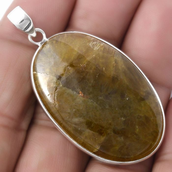 Natural Cloudy Prehnite Pendant SDP120217 P-1001, 25x39 mm