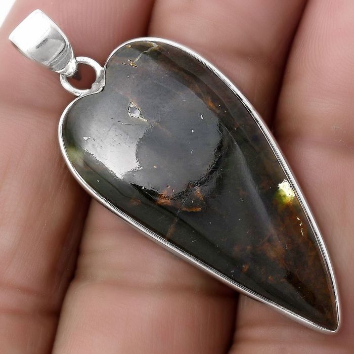 Valentine Gift Heart Natural Chrome Chalcedony Pendant SDP120270 P-1001, 18x38 mm