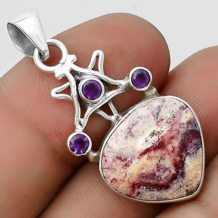 Star - Indian Blanket Jasper & Amethyst Pendant SDP120401 P-1095, 15x17 mm