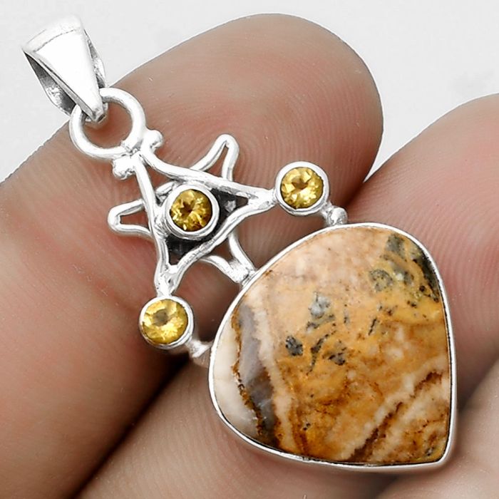 Star - Moroccan Yellow Jacket Jasper & Citrine Pendant SDP120412 P-1095, 18x18 mm