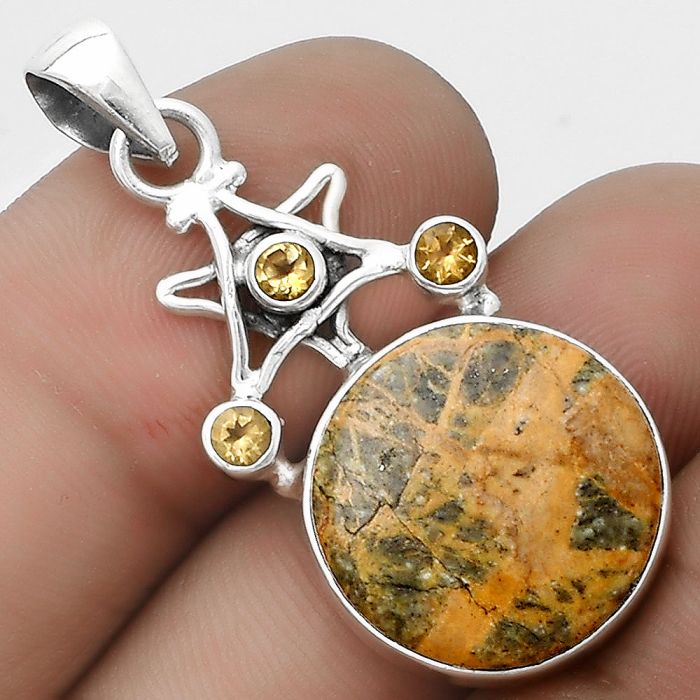 Star - Moroccan Yellow Jacket Jasper & Citrine Pendant SDP120413 P-1095, 17x17 mm