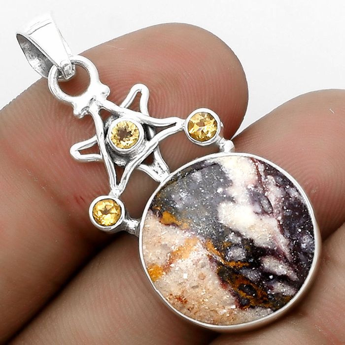 Star - Indian Blanket Jasper & Citrine Pendant SDP120415 P-1095, 18x18 mm