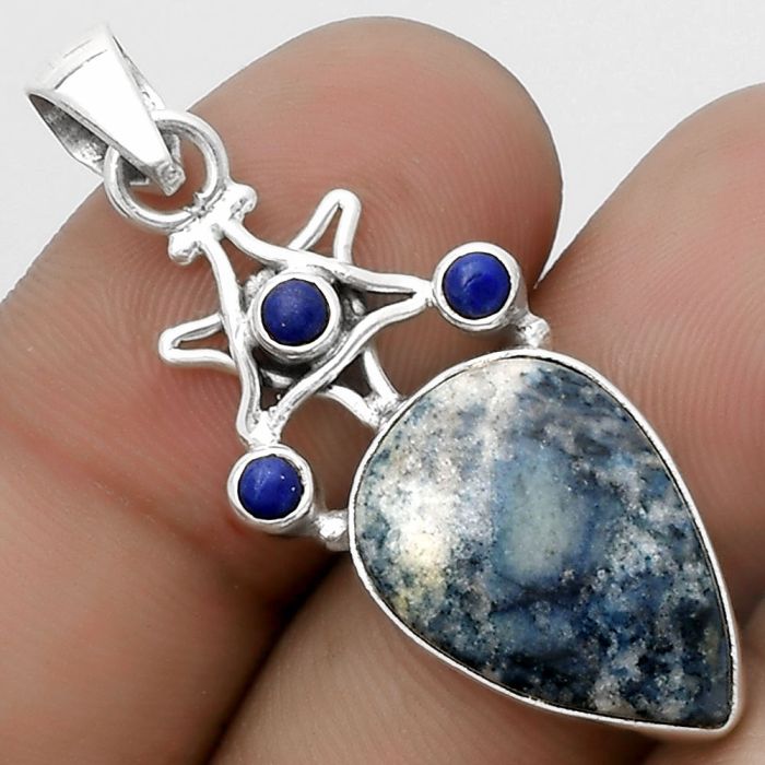 Star - Blue Scheelite - Turkey & Lapis Pendant SDP120434 P-1095, 13x18 mm