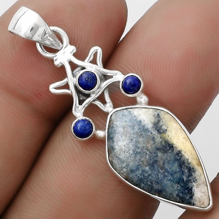 Star - Blue Scheelite - Turkey & Lapis Pendant SDP120444 P-1095, 12x20 mm