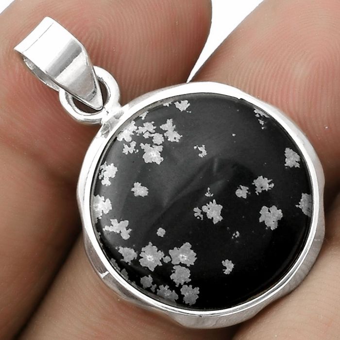 Natural Snow Flake Obsidian Pendant SDP120451 P-1110, 20x20 mm