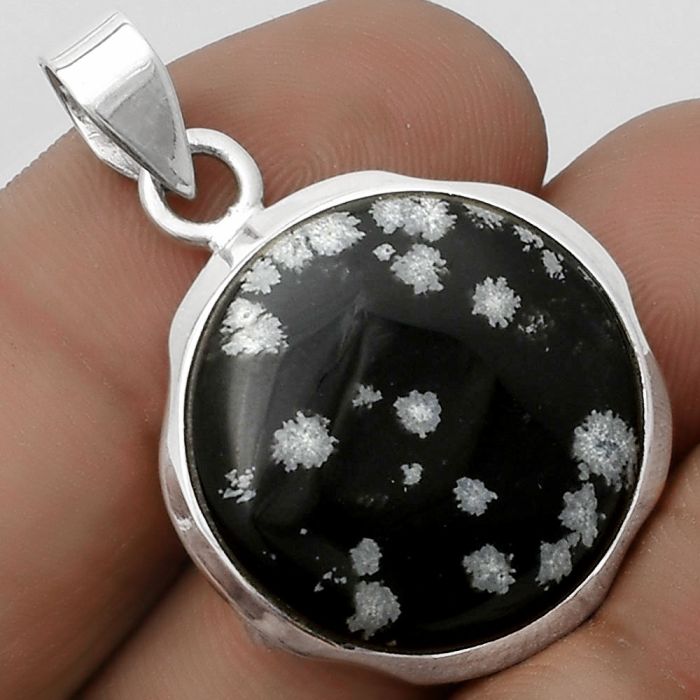 Natural Snow Flake Obsidian Pendant SDP120490 P-1110, 21x21 mm